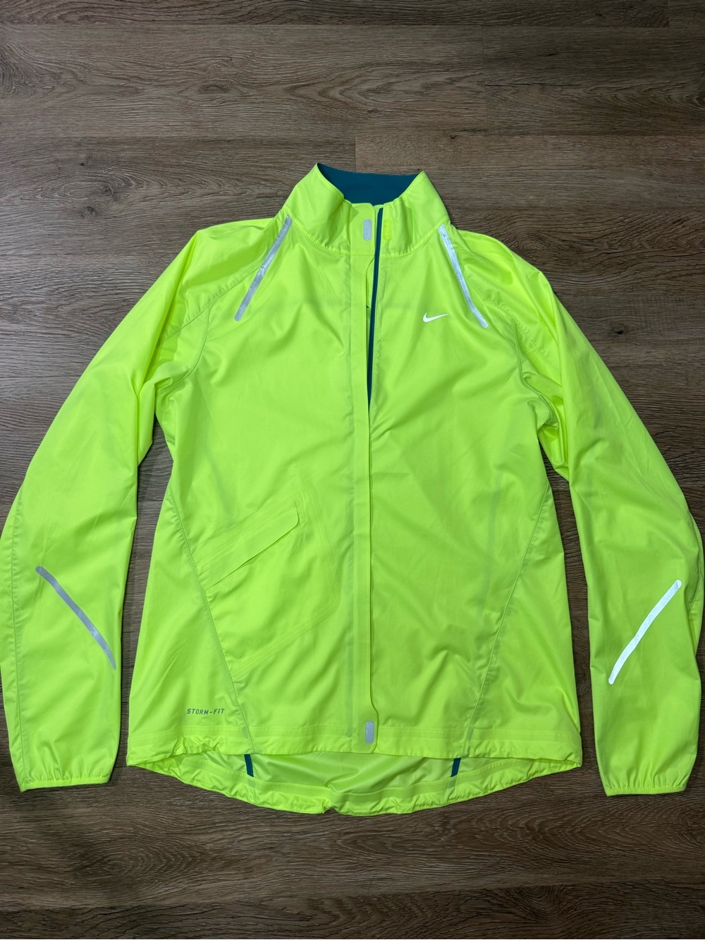 Nike Storm-Fit High-Visibility Yellow Running Jacket with Reflective Accents